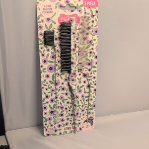 The Vintage Cosmetic Company 3 Piece Comb Set Purple Floral